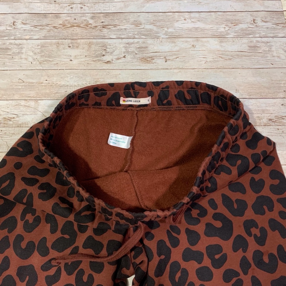 Marine Layer Anytime Fleeced Sweatpants Jogger Leopard Brown Black Size S - Picture 3 of 9